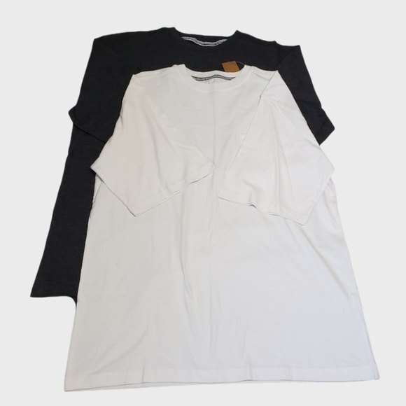 Haggar T-shirts XL Lot of 2 Cotton Short-sleeve Pocket Dark Gray and White New - Picture 1 of 14